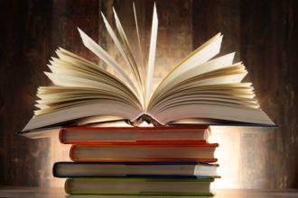 Composition with hardcover books. Literature and education.
