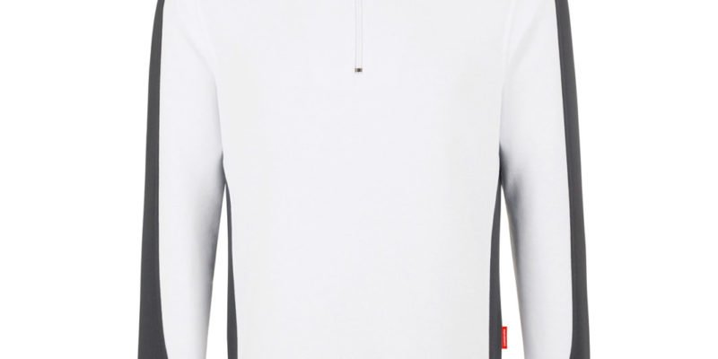 Reißverschluss-Sweater zweifarbig - Weiß - Schwarz
