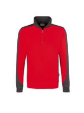 Reißverschluss-Sweater zweifarbig - Rot - Schwarz