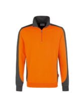 Reißverschluss-Sweater zweifarbig - Orange - Grau