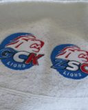In allen Sportbereichen werden bestickte Handtücher oder Badetücher eingesetzt. Mit dem Stickereilogo zeigt man für wen man Interesse hat.